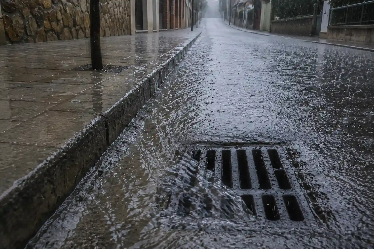 alcantarilla día de lluvia